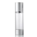 1 oz Airless Matte Silver Pump bottle with Frosted Cylinder